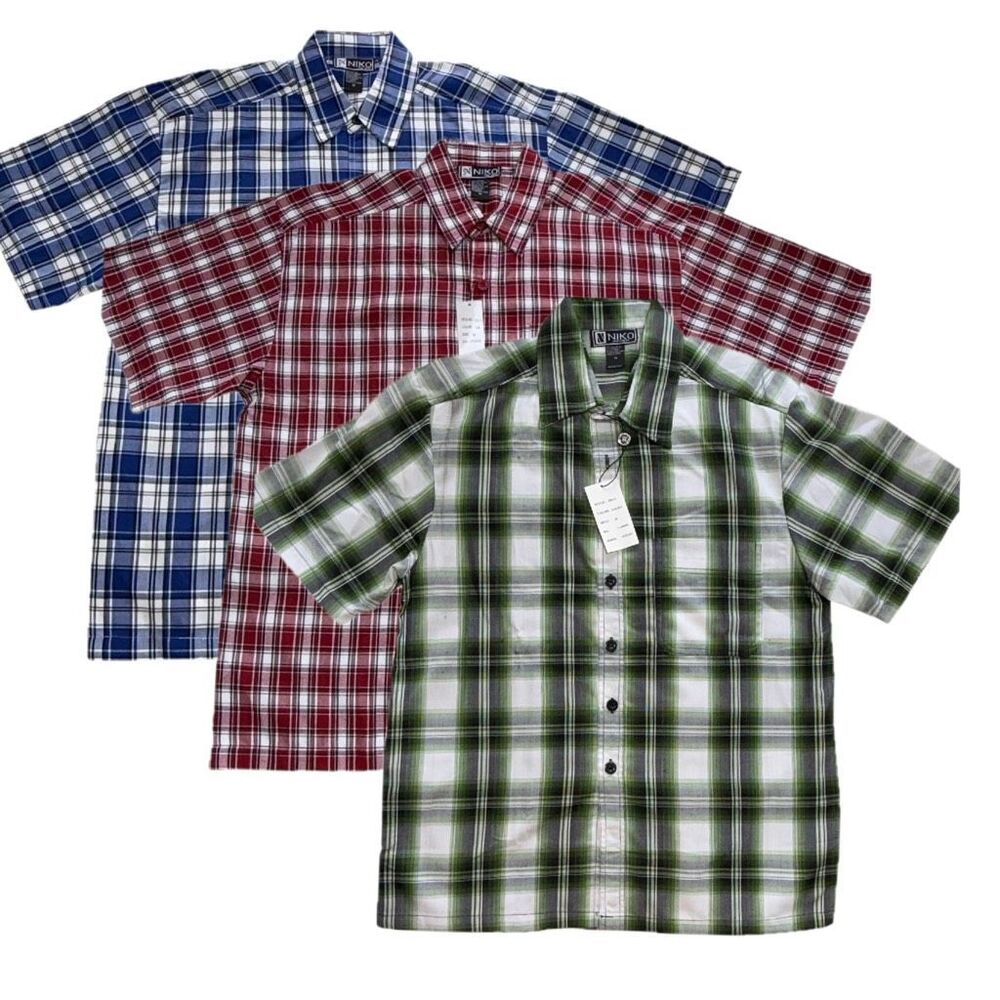 NIKO 3 NOS Y2K/ 90s Plaid Boxy Vintage Streetwear Shirts Grunge Casual Oversized